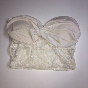 Strapless Creme/White Lace Crop Top